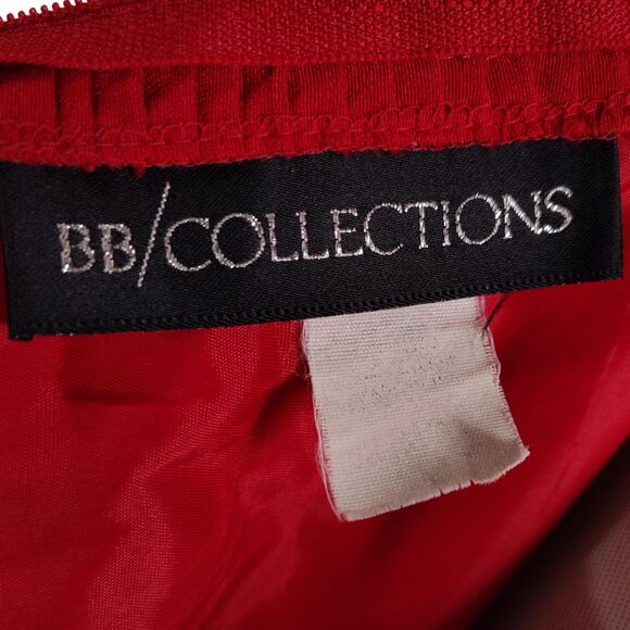 Vintage 90s Red Fitted Midi Cocktail Dress Size S Draped Open Back Square Neck - Picture 15 of 16